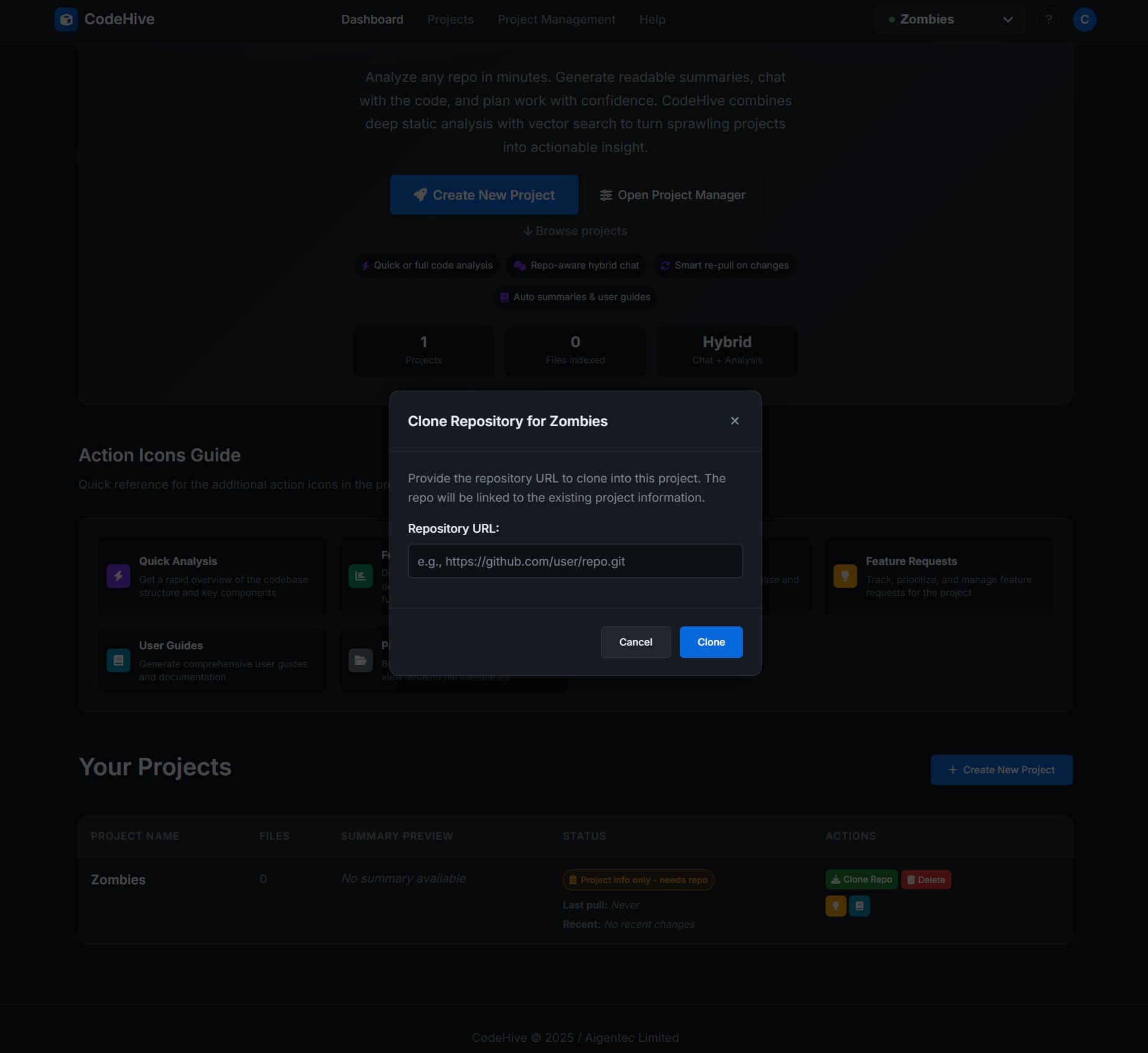 CodeHive Interface - Natural Language Search